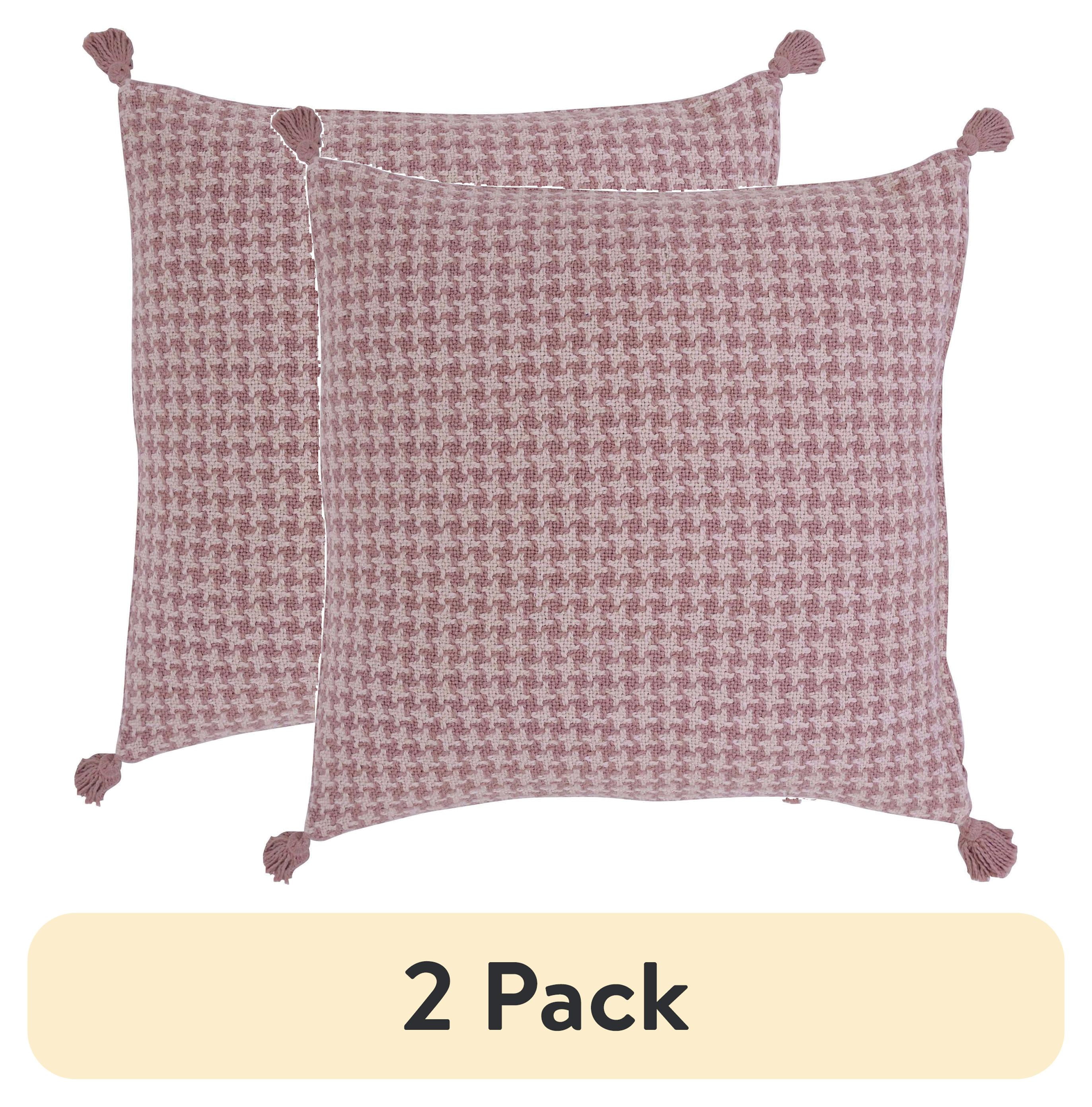 Rosé Pink Cotton Slub Decorative Pillow with Tassels, 22" x 22"