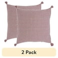 thumbnail image 1 of (2 pack) Beautiful Tonal Houndstooth Cotton Slub Decorative Pillow with Tassels by Drew Barrymore, 22" x 22", Rosé Pink, 1 of 6