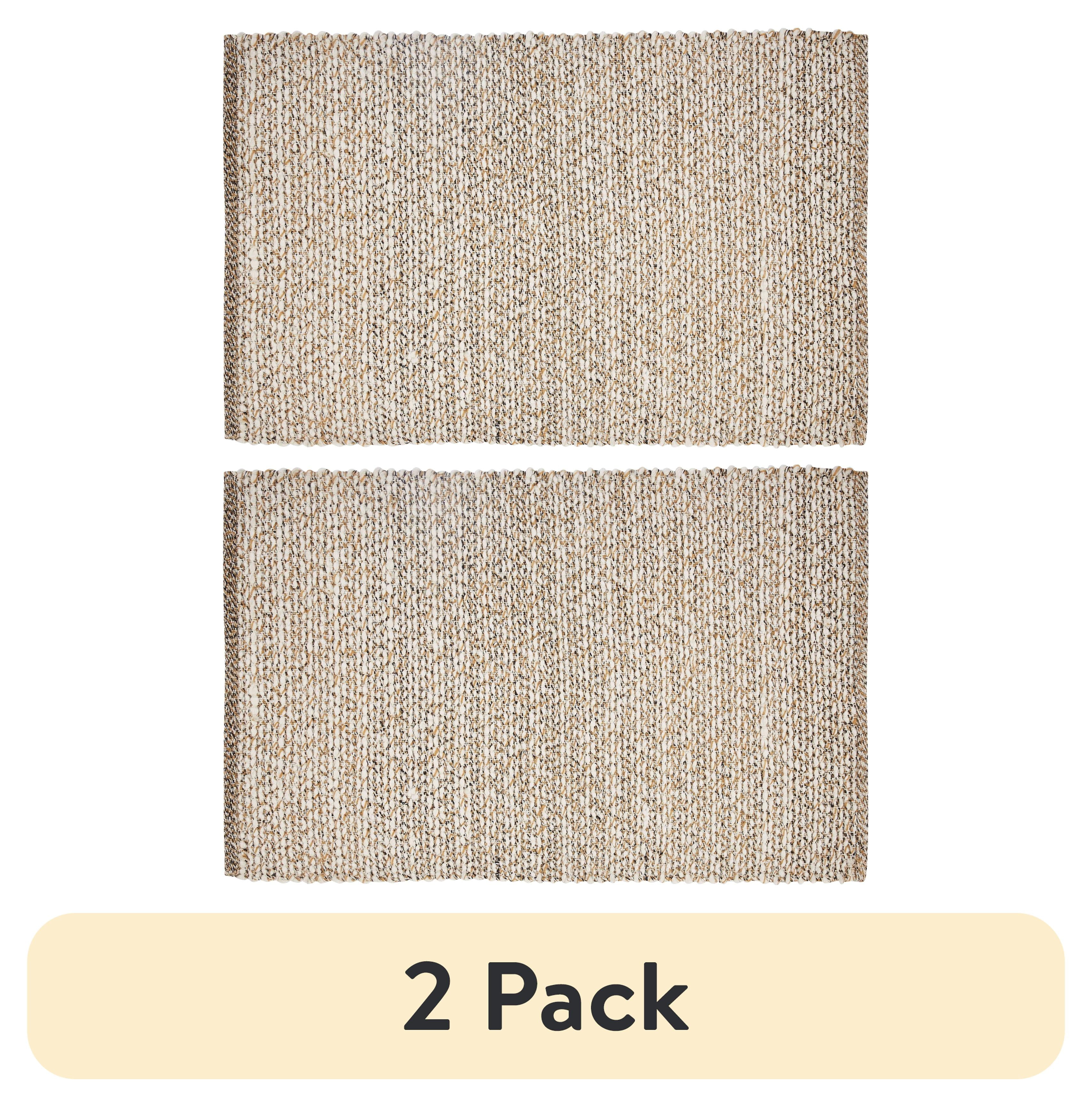 (2 pack) Beautiful Woven Boucle Scatter Rug by Drew Barrymore, 27" x 45", Ivory/Brown