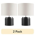 thumbnail interactive-video image 1 of (2 pack) Beautiful by Drew Barrymore 14" Black Faux Ribbed Wood Table Lamps, 1 of 9
