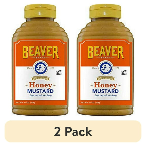 (2 pack) Beaver Brand Honey Mustard Sauce, 13 oz Bottle