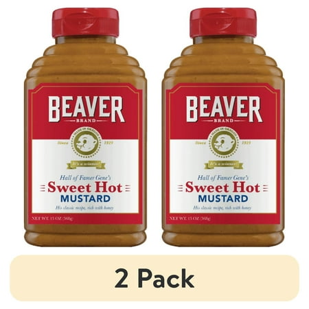 (2 pack) Beaver Brand Sweet Hot Mustard, 13 oz Bottle