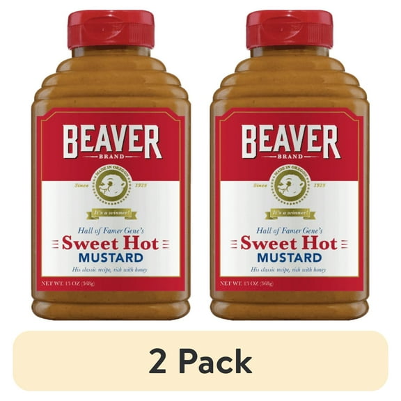 (2 pack) Beaver Brand Sweet Hot Mustard, 13 oz Bottle