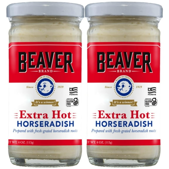 (2 pack) Beaver Extra Hot Horseradish, 4 oz.