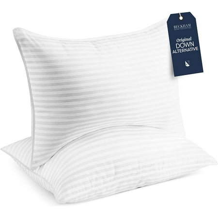 (2 pack) Beckham Hotel Collection Luxury Linens Down Alternative Pillows for Sleeping, Queen, 2 Pack