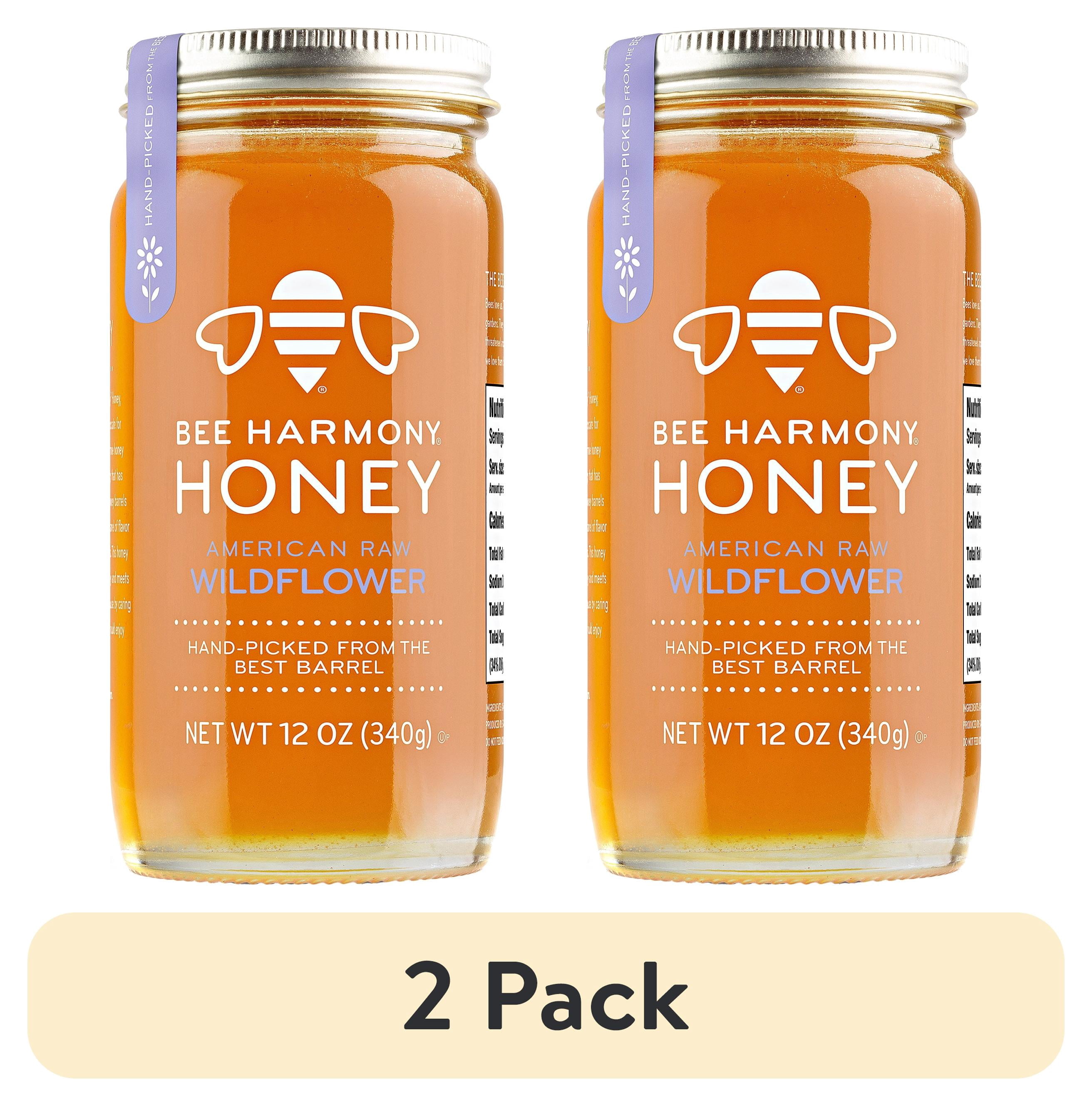 (2 pack) Bee Harmony, Wildflower Honey, 12 oz Glass Jar, No Allergens
