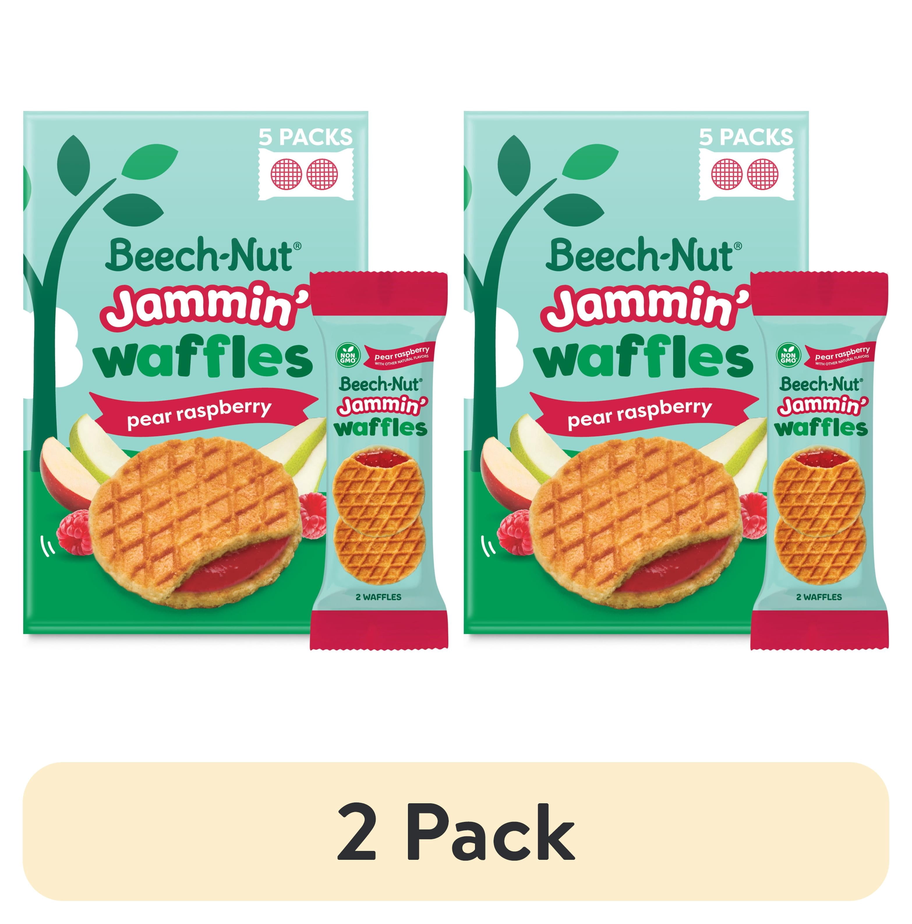 (2 pack) Beech-Nut Jammin' Waffles with Pear Raspberry Fruit Filling Toddler Snack, 5 Count