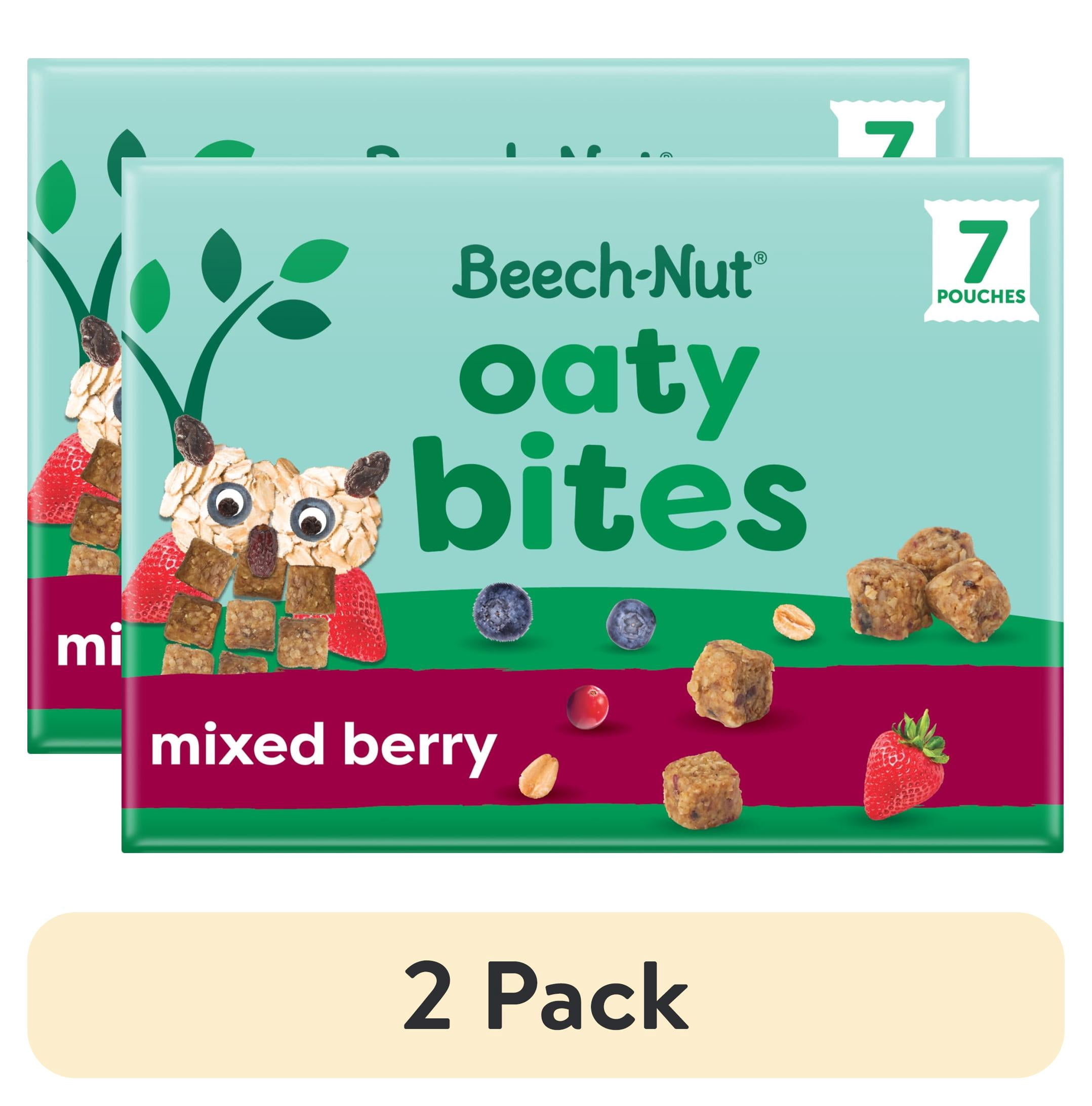 (2 pack) Beech-Nut Oaty Bites with Fruit & Whole Grains, Mixed Berry Toddler Snack Bites, 7 Packs