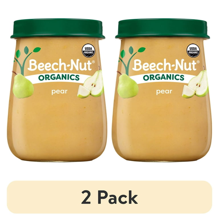 2 pack) Beech-Nut Organics Stage 1 Organic Baby Food, Pear, 4 oz