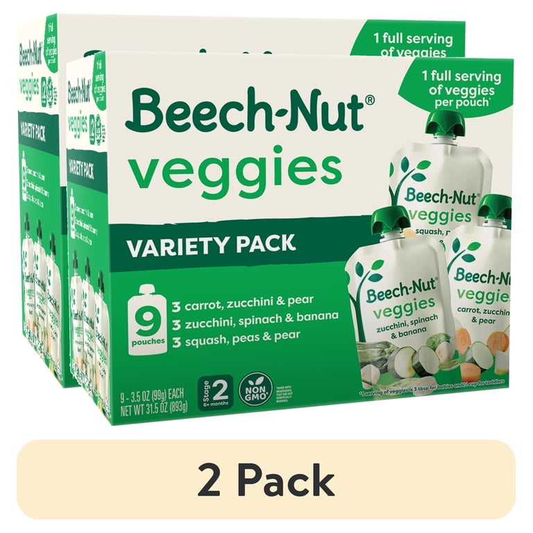 2 pack) Beech-Nut Veggies Stage 2 Baby Food Variety Pack, 3.5 oz