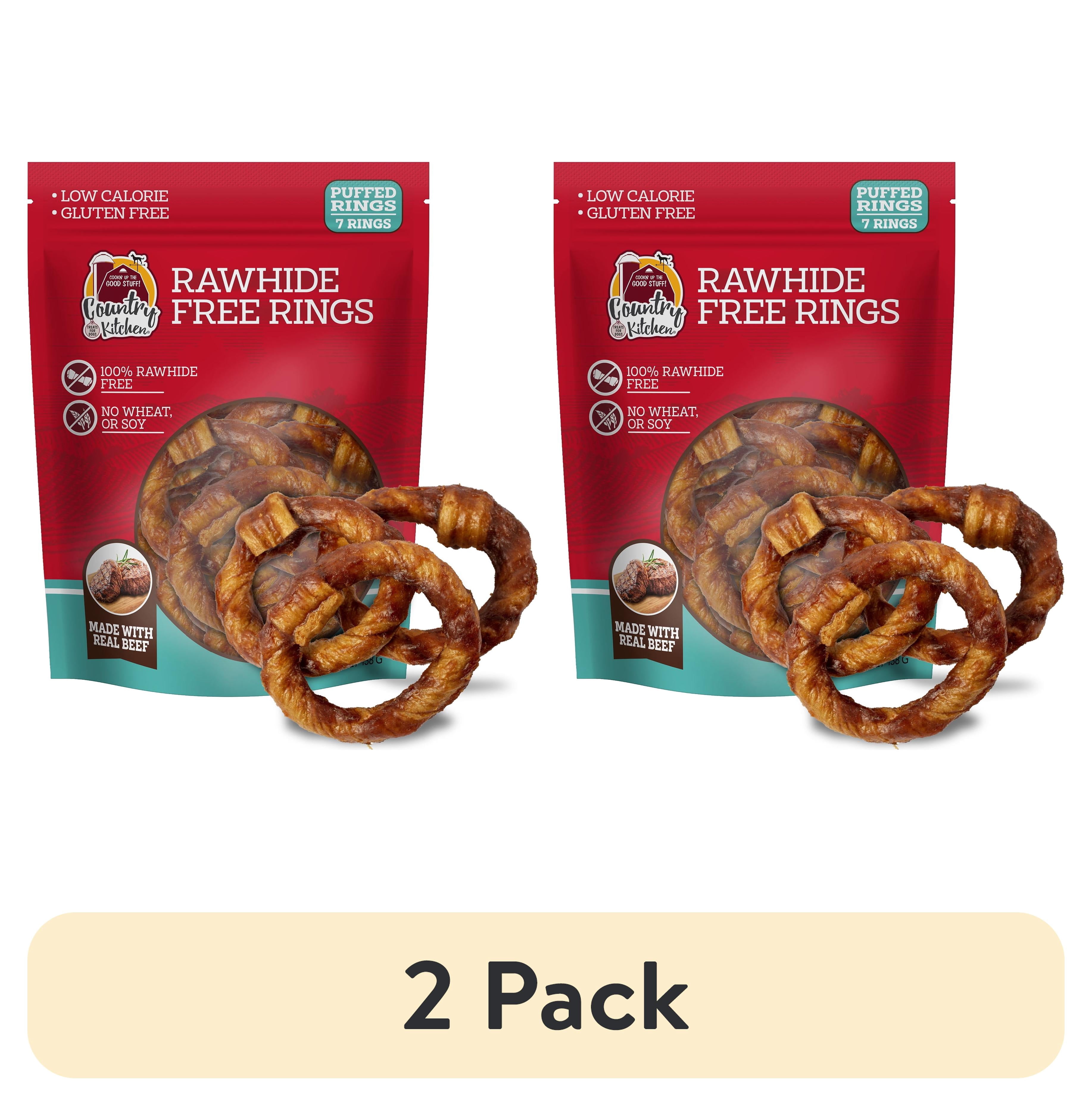 (2 pack) Country Kitchen Beef Rawhide Free Ring Dog Treats 7ct