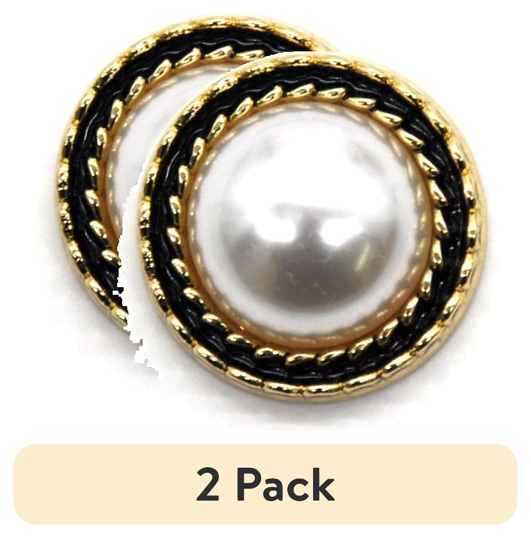 (2 pack) Belagio Rhinestone Gold Metal Button with Black Ring, Sewing Fasteners, 1 Piece