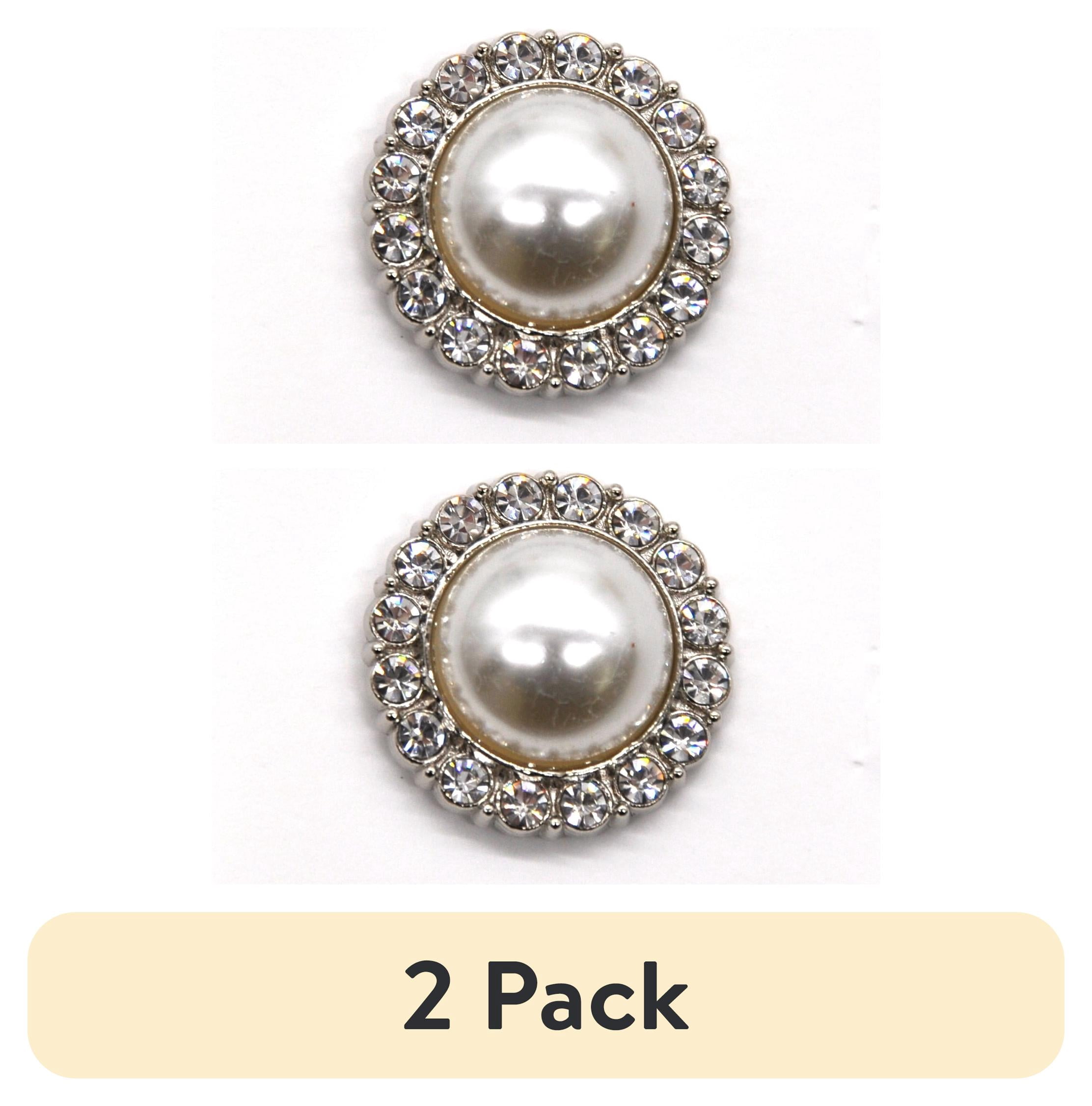 (2 pack) Belagio Rhinestone Silver Metal Button with Pearl Center, 1 ...