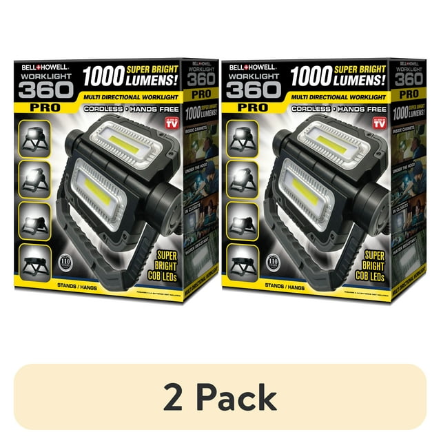 (2 pack) Bell + Howell Bionic Work Light 360 Pro Multidirectional 1000 Lumens for Shop Garage Camping