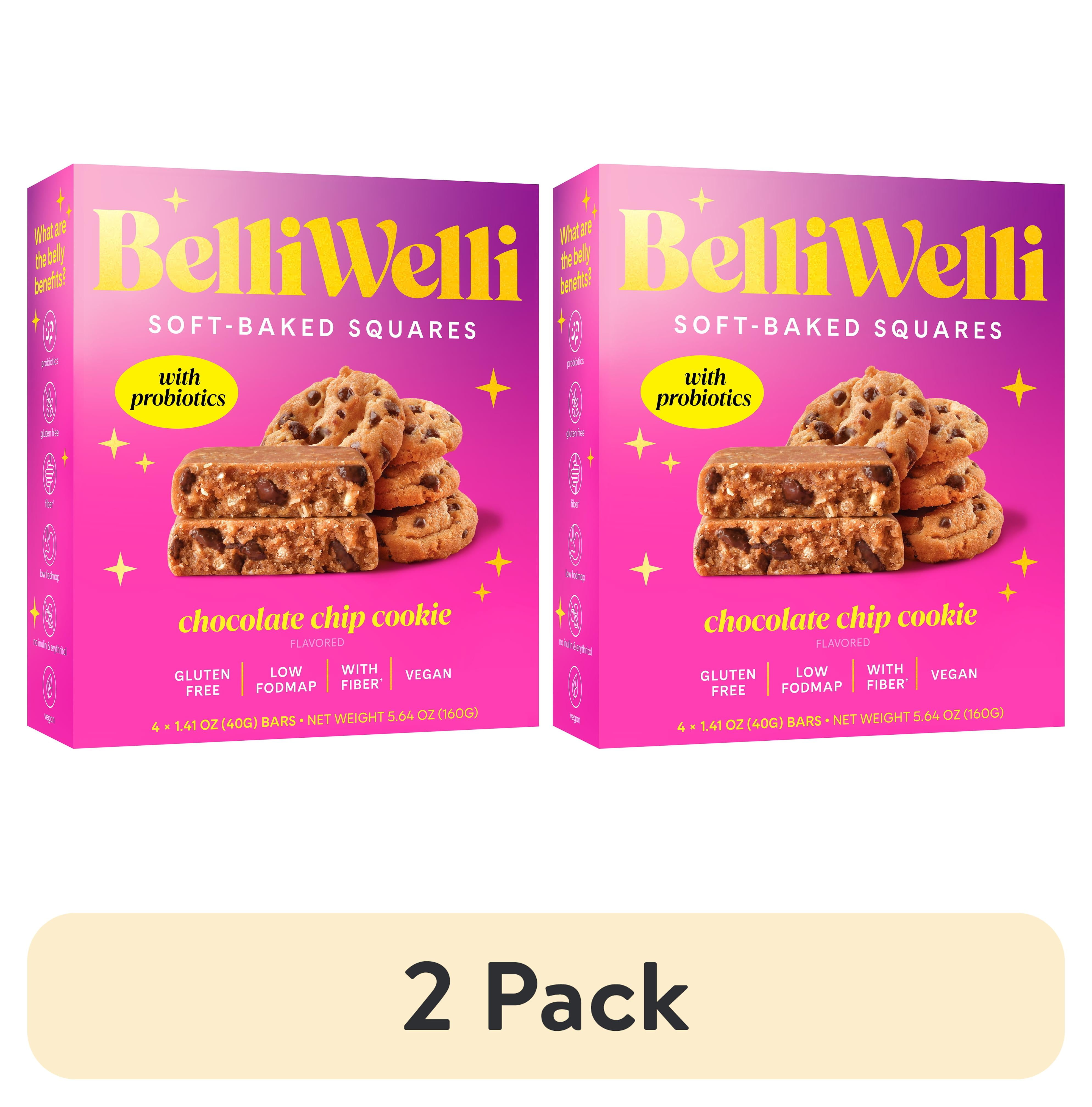 (2 pack) BelliWelli, Chocolate Chip, Soft-Baked Probiotic Bar, 4 x 1.4 oz bars