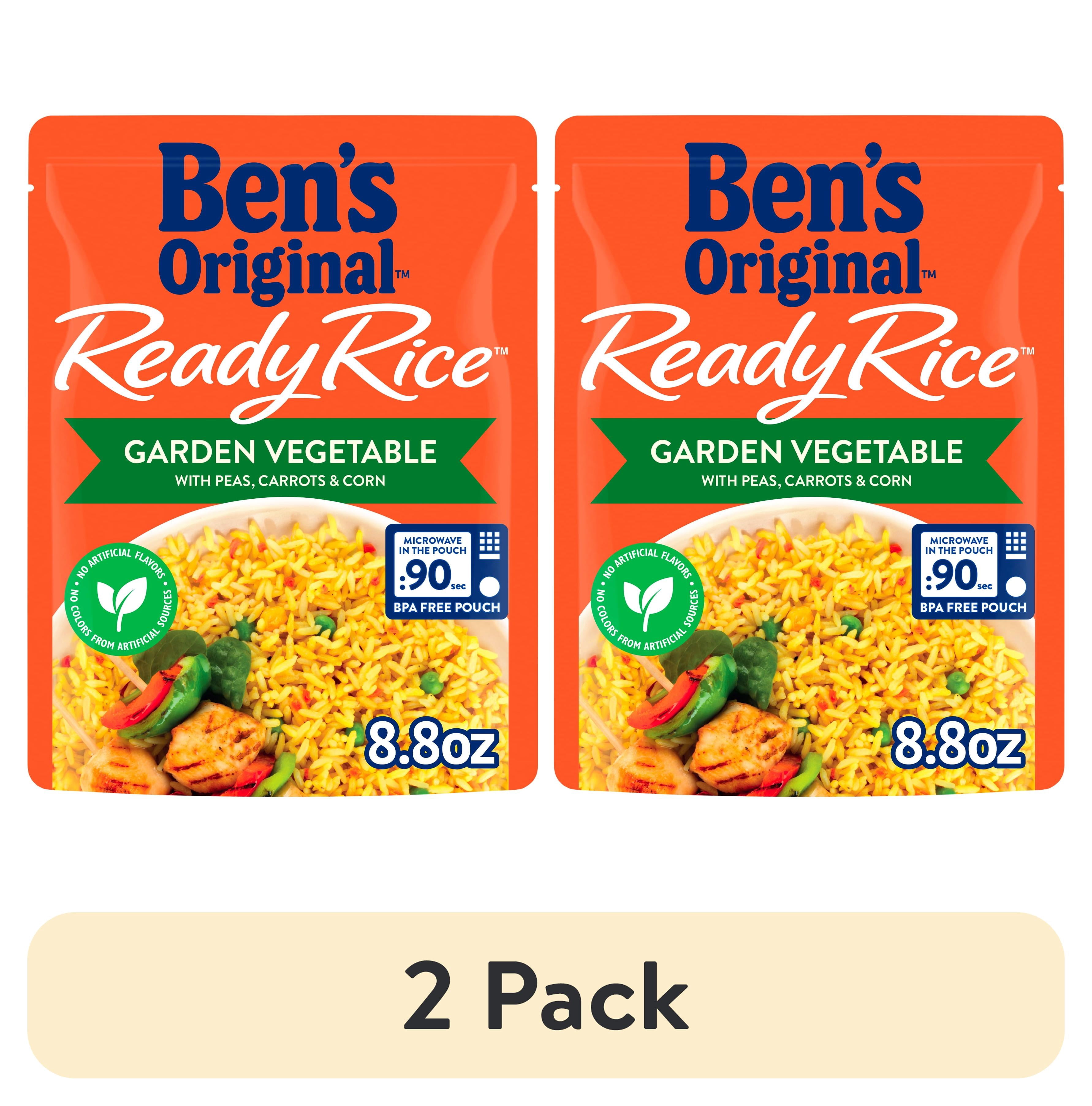 (2 pack) Ben's Original Ready Rice Garden Vegetable Flavored Rice, Easy Dinner Side, 8.8 Ounce Pouch