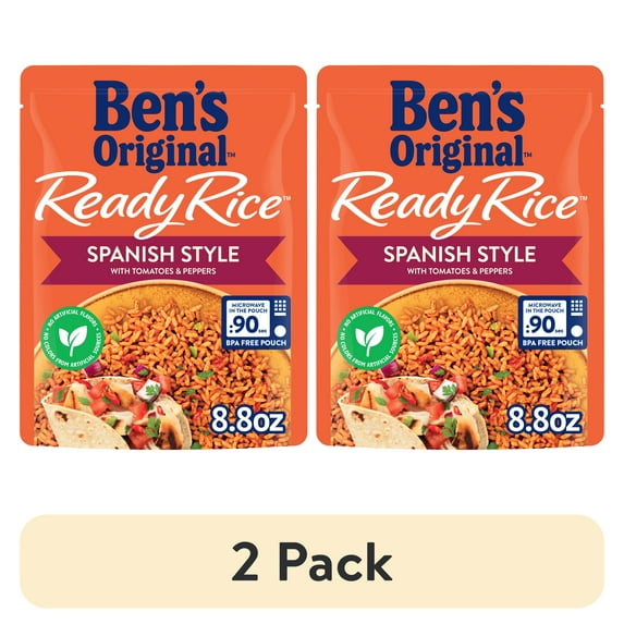 (2 pack) Ben's Original Ready Rice Spanish Style Flavored Rice, Easy Dinner Side, 8.8 Ounce Pouch