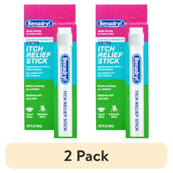 (2 pack) Benadryl Extra Strength Itch Relief Stick - Travel Size - 0.47 fl oz