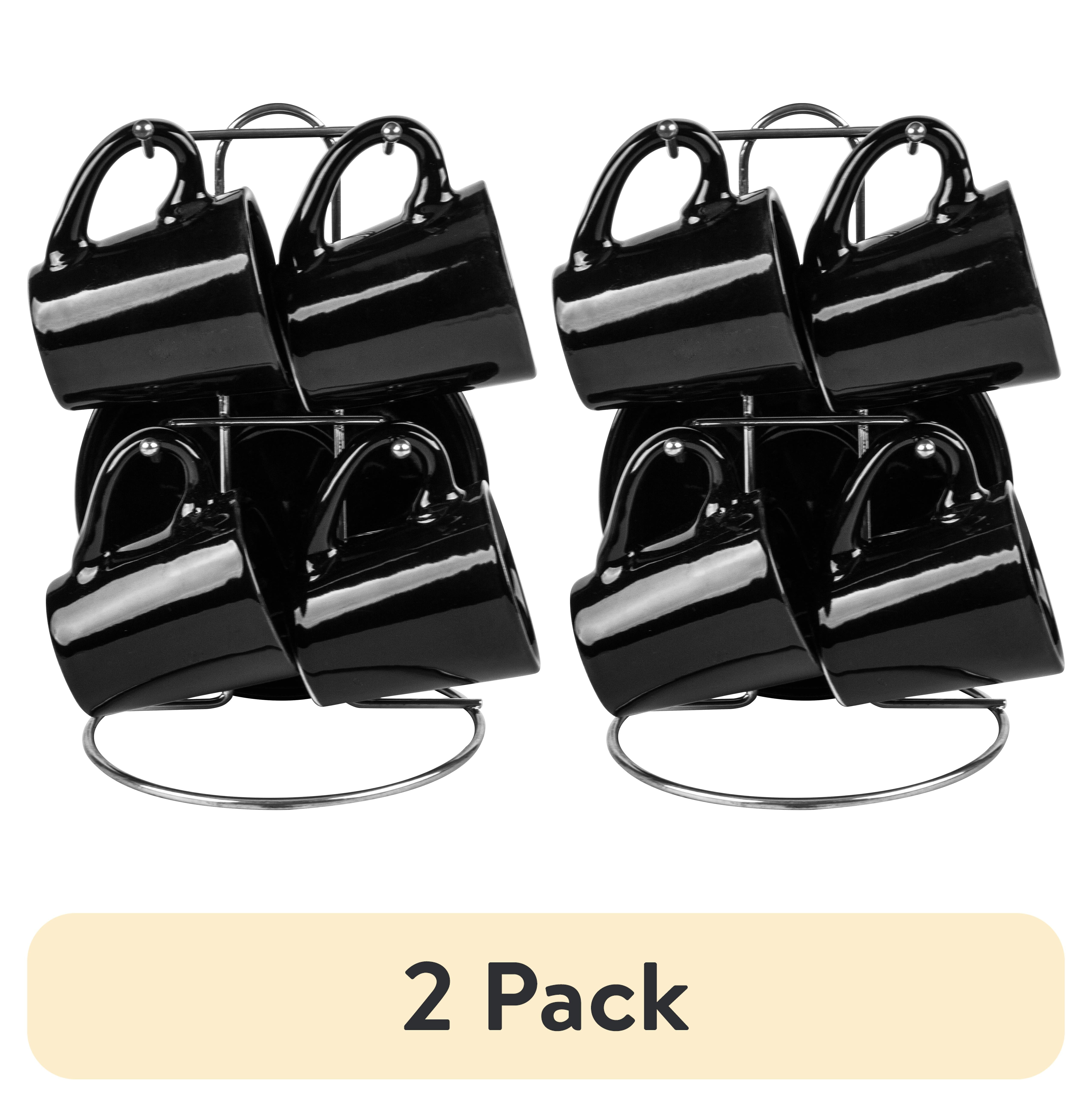 (2 pack) Bene Casa Black Ceramic Espresso Cups & Saucers Set of 9