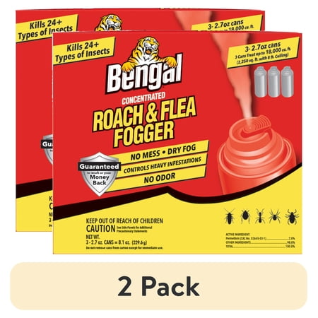 (2 pack) Bengal Roach & Flea Fogger, 3 - 2.7 oz. cans