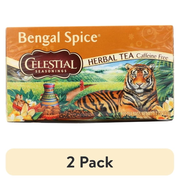 (2 pack) Bengal Spice Caffeine Free Herbal Tea 20 Tea Bags, 1.7 oz, 1 Pack