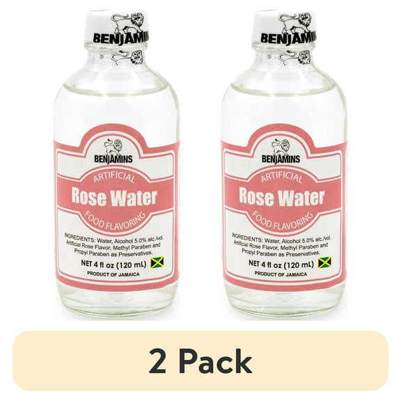 (2 pack) Benjamins Artificial Rose Water Food Flavoring, 4 Fl Oz