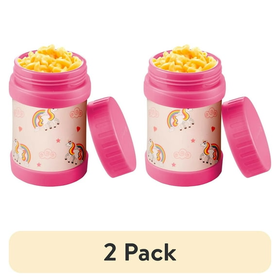 (2 pack) Bentology Stainless Steel Insulated Lunch 13 oz Thermos for Kids – Large Leak-Proof Storage Jar Container for Hot & Cold Food, Soups, Liquids - BPA Free - Fits Most Lunch Boxes and Bags - Unicorn