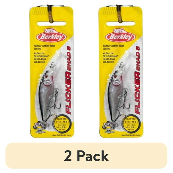 (2 pack) Berkley Flicker Shad Fishing Lure, Black Silver, 3/16 oz