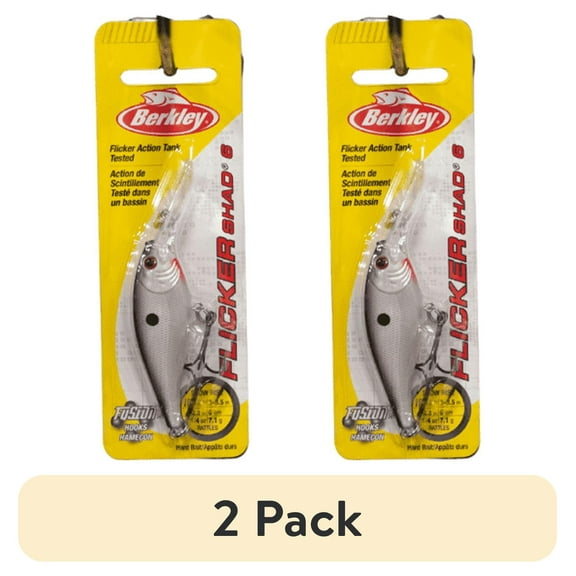 (2 pack) Flicker Shad Hard Bait 2 1/4" Length, 10'-12' Swimming Depth, 2 Hooks, Pearl White, Per 1 1241865