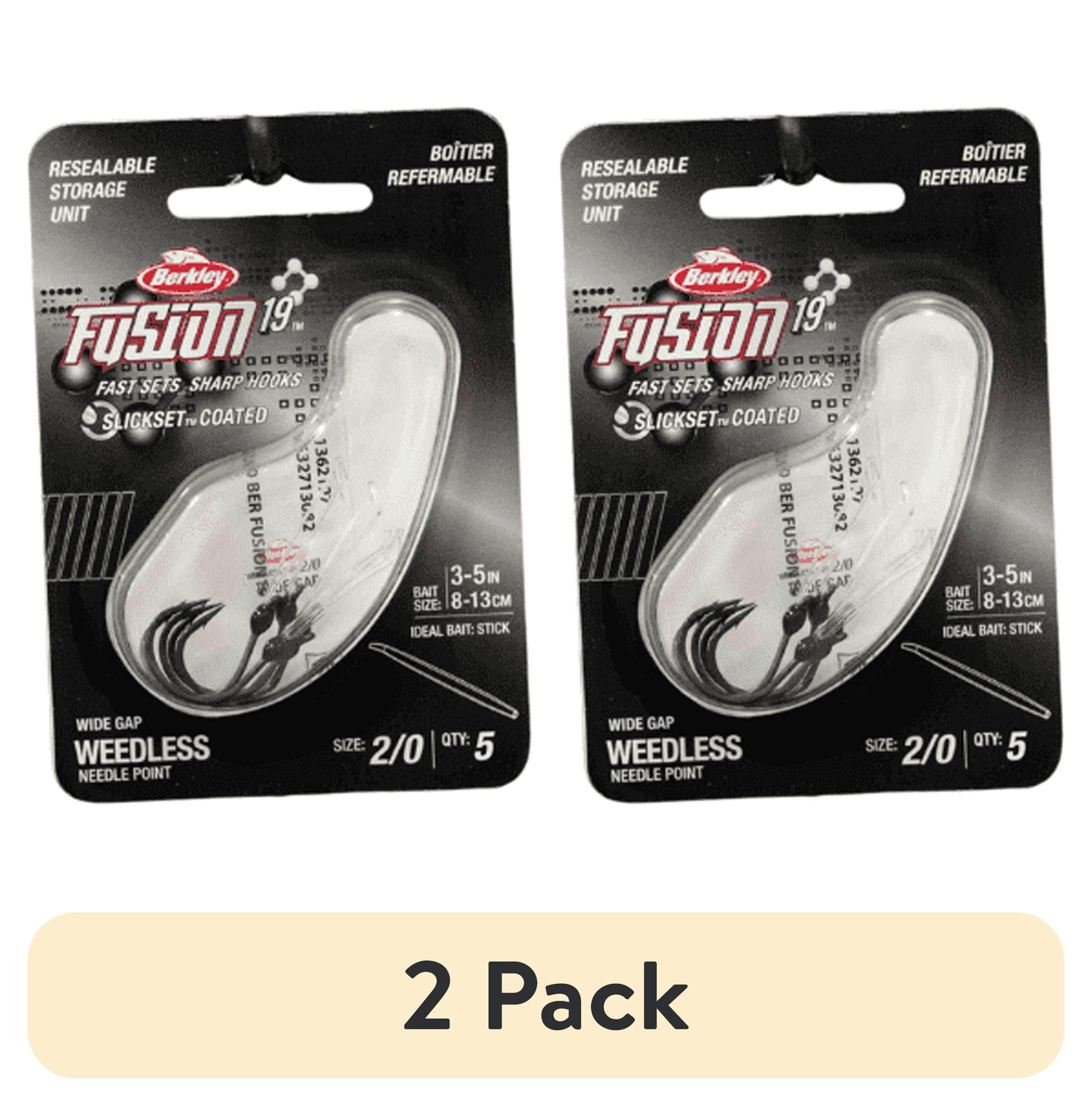 (2 pack) Berkley Fusion19 Fishing Hooks Weedless Wide Gap Size 2/0, Smoke Satin