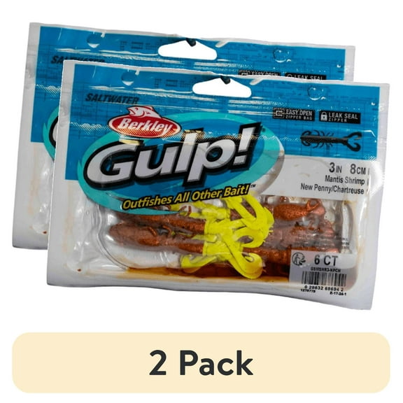 (2 pack) Gulp! Mantis Shrimp, 3" New Penny/Chartreuse