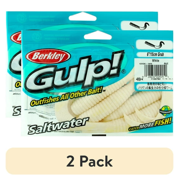(2 pack) Berkley Gulp! Saltwater 6" Grub, White