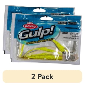 (2 pack) Gulp! Saltwater Jerk Shad Soft Bait 5" Length, Chart Pepper Neon, Per 5 1121793