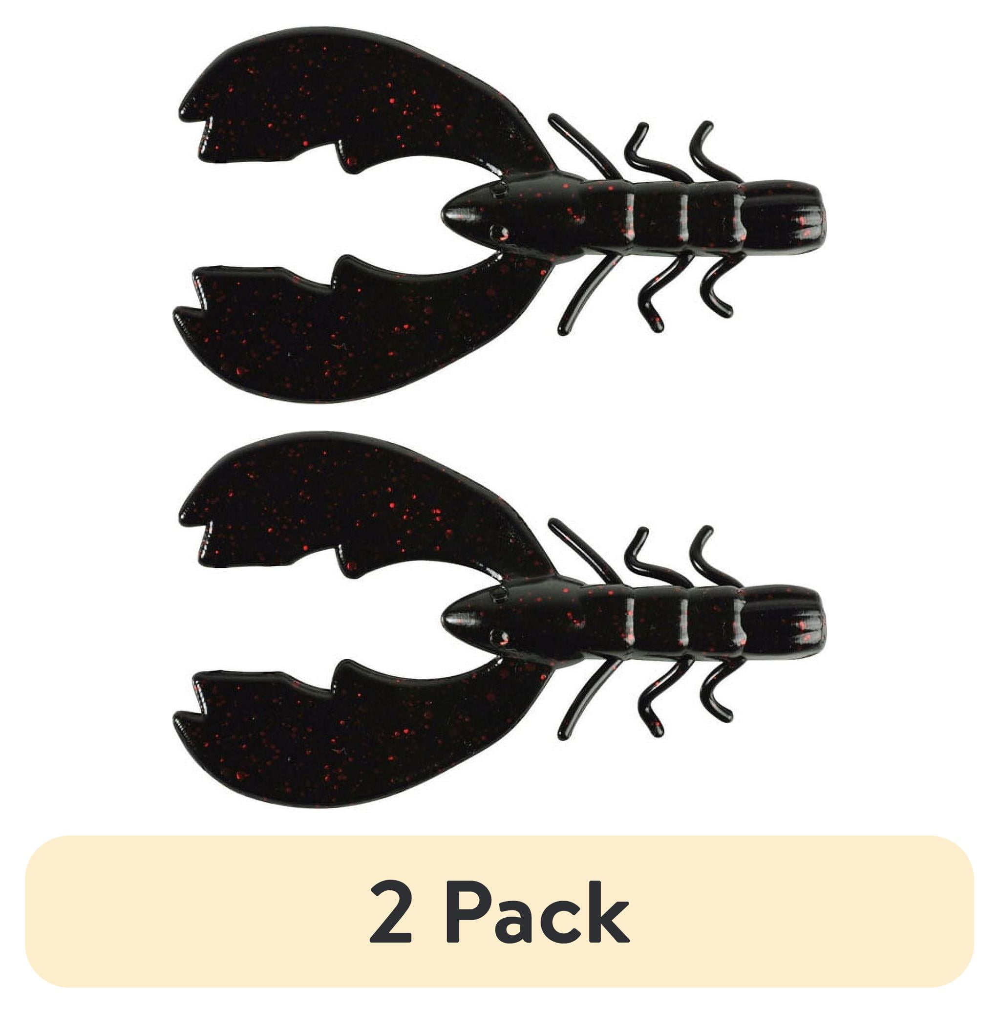 (2 pack) Powerbait Chigger Craw Soft Bait 3" Length, Black Red Fleck, Per 10 1307361