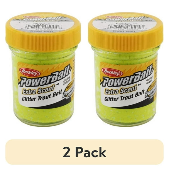 (2 pack) Berkley PowerBait Glitter Trout Bait, Chartreuse, Fishing Dough Bait
