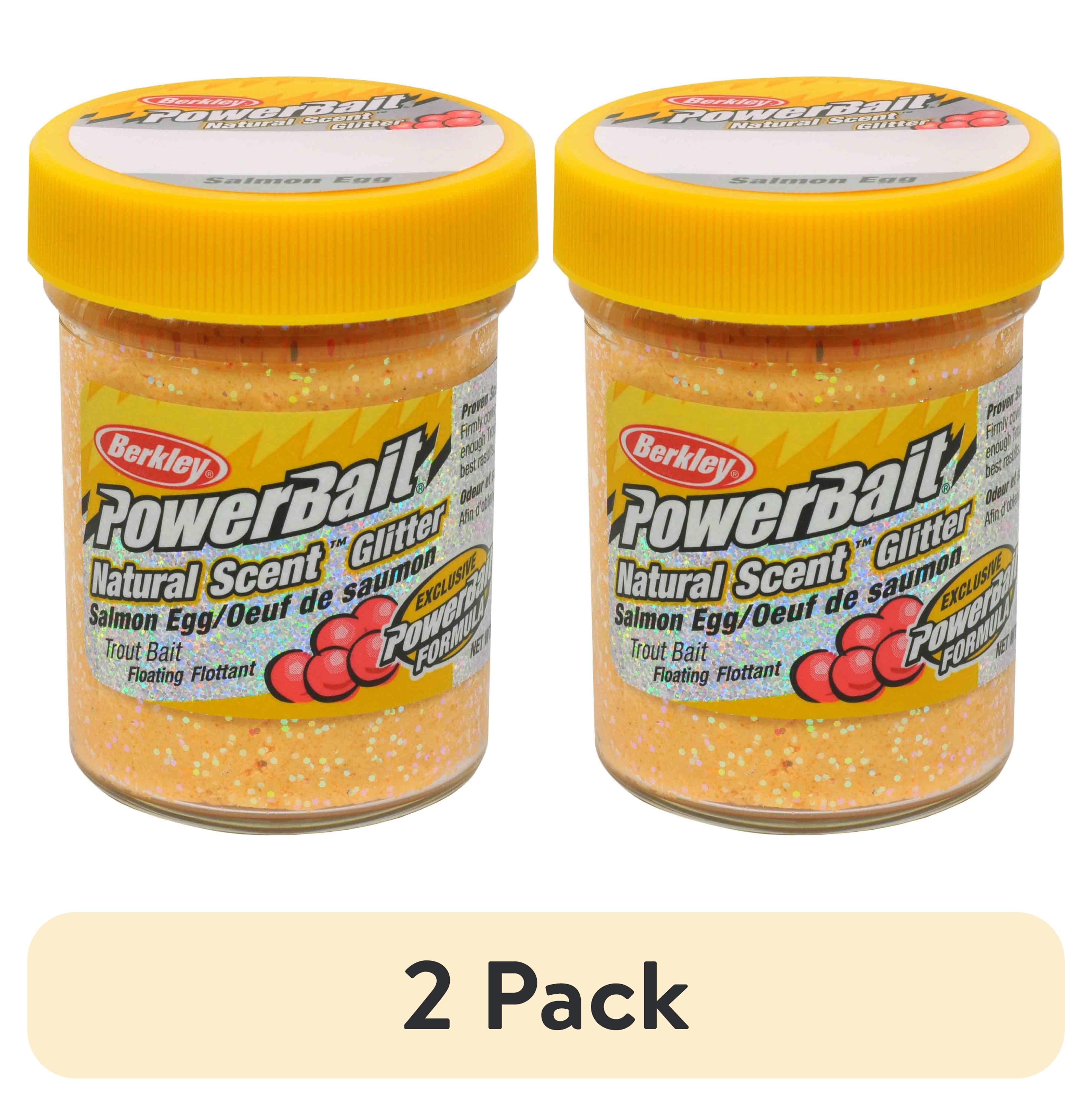 (2 pack) Berkley PowerBait Natural Glitter Trout Fishing Dough Bait; Peach Color; Salmon Egg Flavor