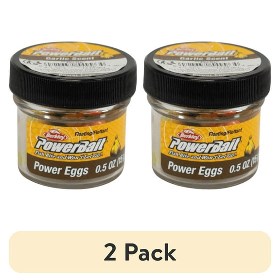 (2 pack) Berkley PowerBait Power Eggs Floating Magnum Fishing Bait, Garlic Rainbow