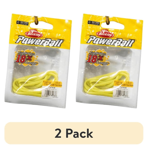 (2 pack) Berkley PowerBait Power Floating Trout Worm Fishing Bait, Chartreuse, 3in | 8cm