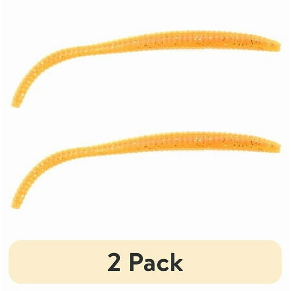 (2 pack) Berkley PowerBait Power Floating Trout Worm Fishing Bait, Orange Peel, 3in | 8cm