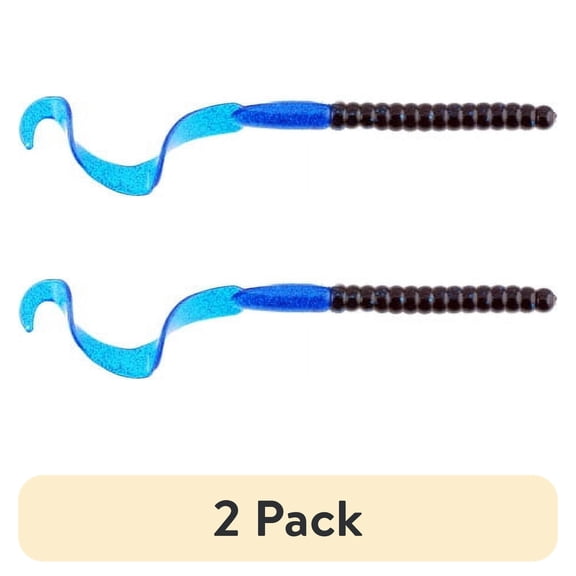 (2 pack) Berkley PowerBait® Power Worm Fishing Bait, Black/Blue, 7in