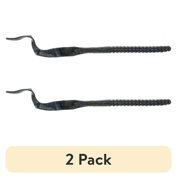 (2 pack) Berkley PowerBait® Power Worm Fishing Bait, Black Blue Fleck, 7in