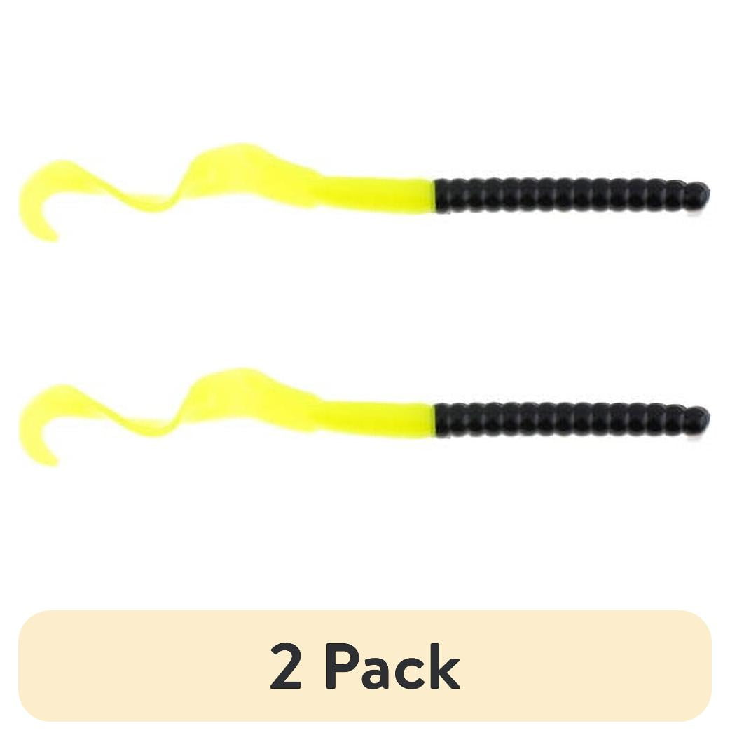 (2 pack) Berkley PowerBait® Power Worm Fishing Bait, Black/Chartreuse, 4in