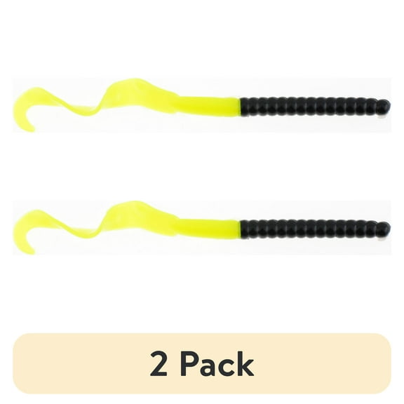 (2 pack) Berkley PowerBait® Power Worm Fishing Bait, Black/Chartreuse, 7in