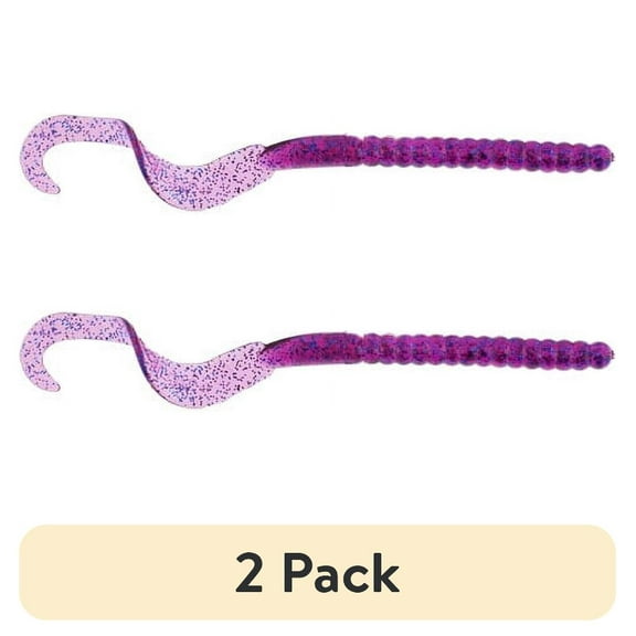 (2 pack) Berkley PowerBait® Power Worm Fishing Bait, Electric Grape, 7in