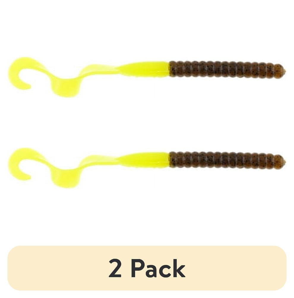 (2 pack) Berkley PowerBait® Power Worm Fishing Bait, Green Pumpkin/Chartreuse, 7in