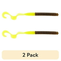 (2 pack) Berkley PowerBait® Power Worm Fishing Bait, Green Pumpkin/Chartreuse, 7in