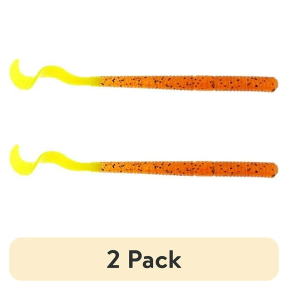 (2 pack) Berkley PowerBait® Power Worm Fishing Bait, Pumpkin Chartreuse, 4in