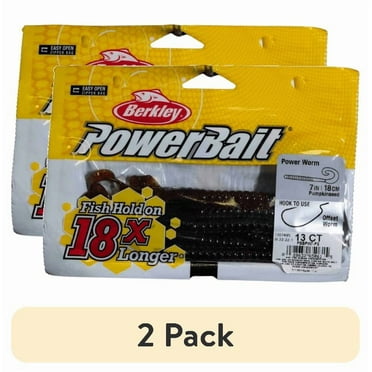 (2 pack) Berkley PowerBait® Power Worm Fishing Bait, Pumpkinseed, 7in