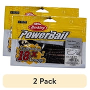 2 pack Berkley PowerBait  Power Worm Fishing Bait, Red Shad Green Glitter, 7in