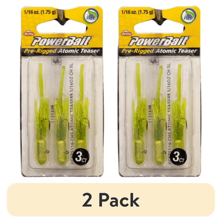 PowerBait Pre-Rigged Atomic Teasers Soft Bait 1/16 oz Size, Pearl White, Per 3 1131235
